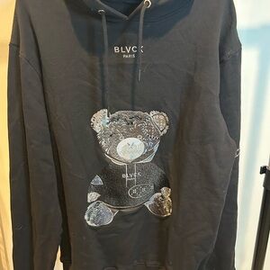 BLVCK Paris Men's Black hoodie evil teddy bear embroidered